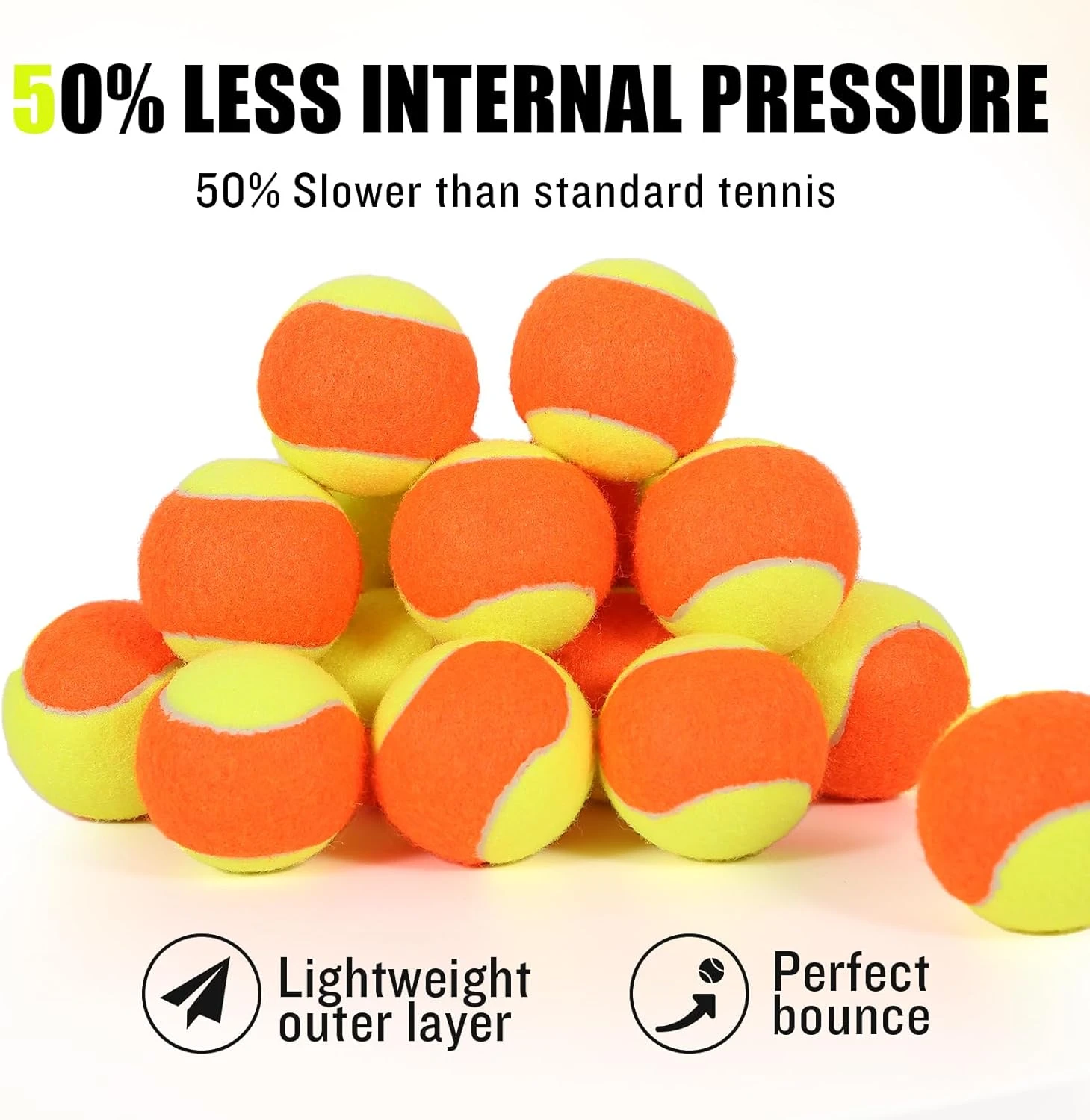 Low Compression Tennis Balls for Kids Training 12 to 40 Pack with Mesh Bag from All Sports Outlet