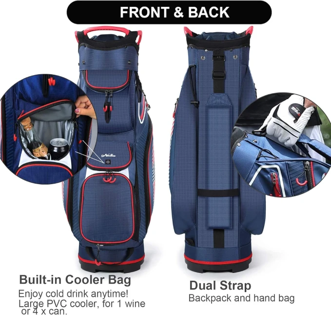 14 Dividers Golf Cart Bag Lightweight Organizer with Cooler by All Sports Outlet