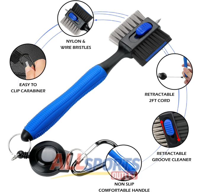 "2 Pack Golf Club Brush Cleaner for Men with Retractable Spike and Non-Slip Handle"