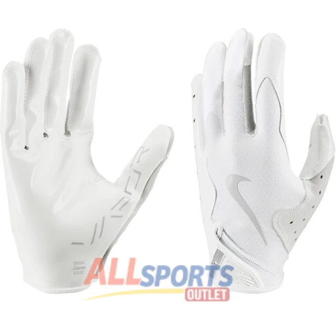 Nike Vapor Jet 8.0 Football Gloves White Platinum Large All Sports Outlet
