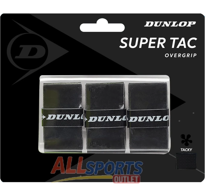 Dunlop Super Tac Tennis Overgrip 3 Pack Black All Sports Outlet