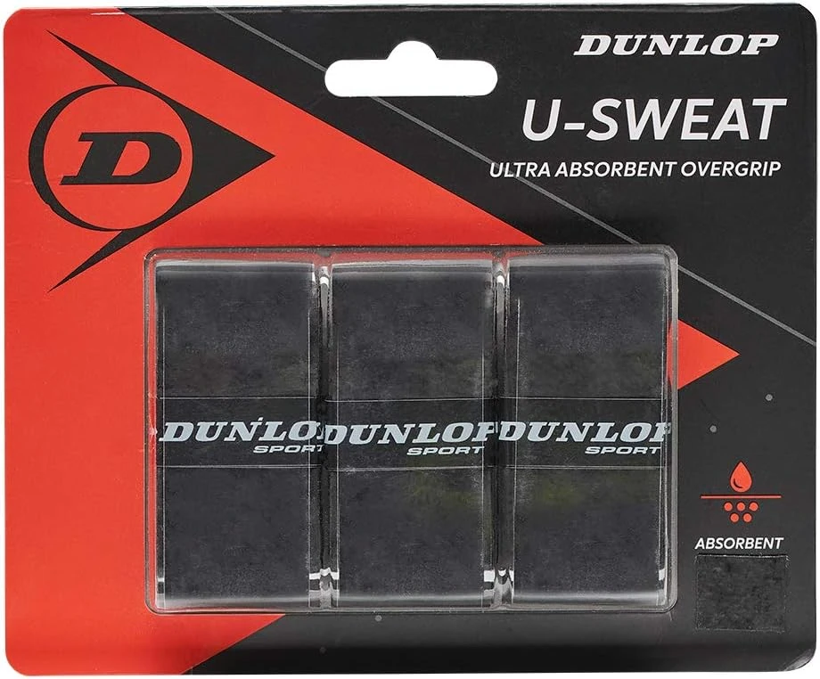 Dunlop U-Sweat Overgrip 3 Pack Black All Sports Outlet