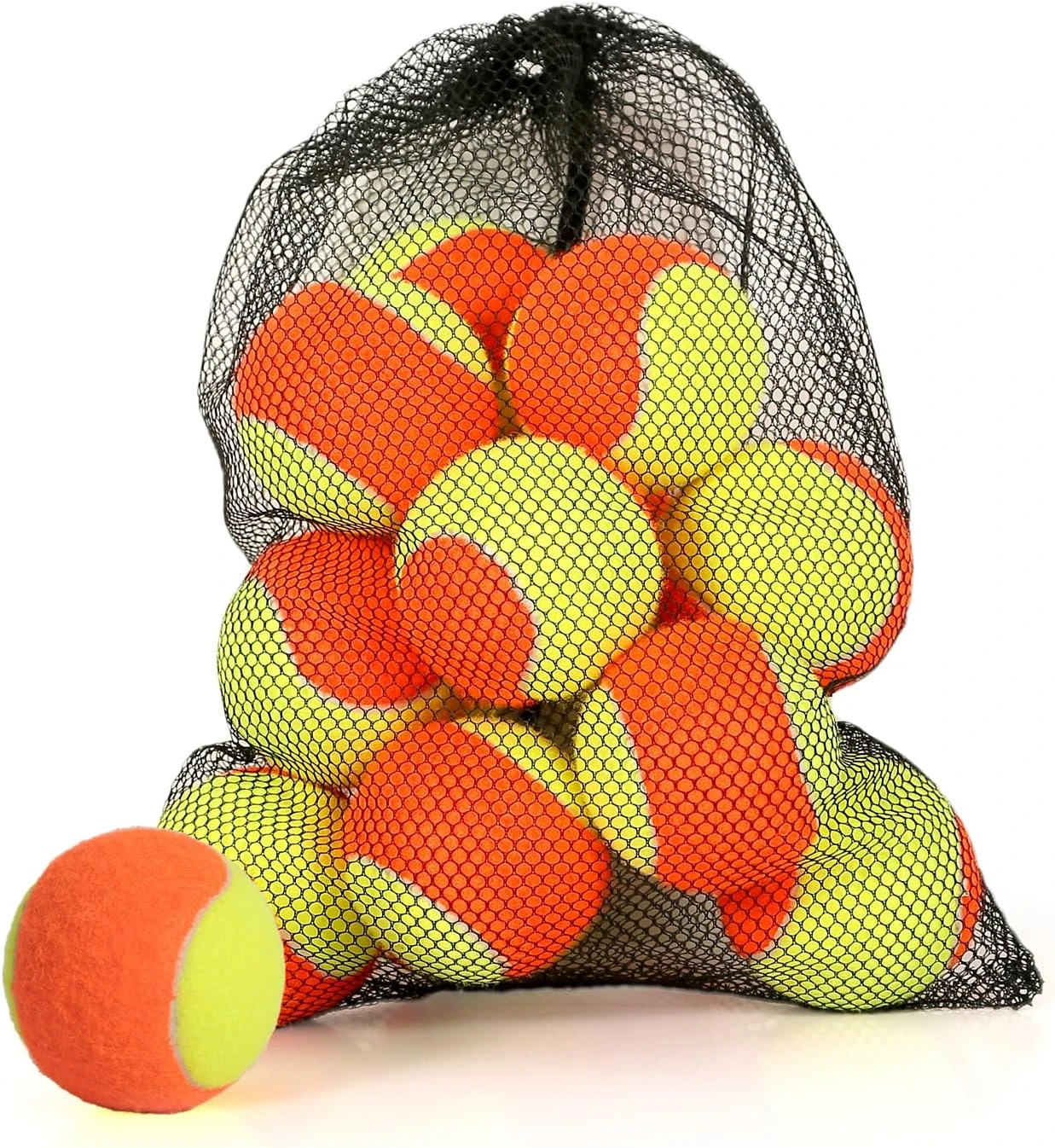 12 to 40 Pack Low Compression Tennis Balls for Kids with Mesh Bag for Training and Practice Low Compression Tennis Balls for Kids Training in Mesh Bag 12 to 40 Pack