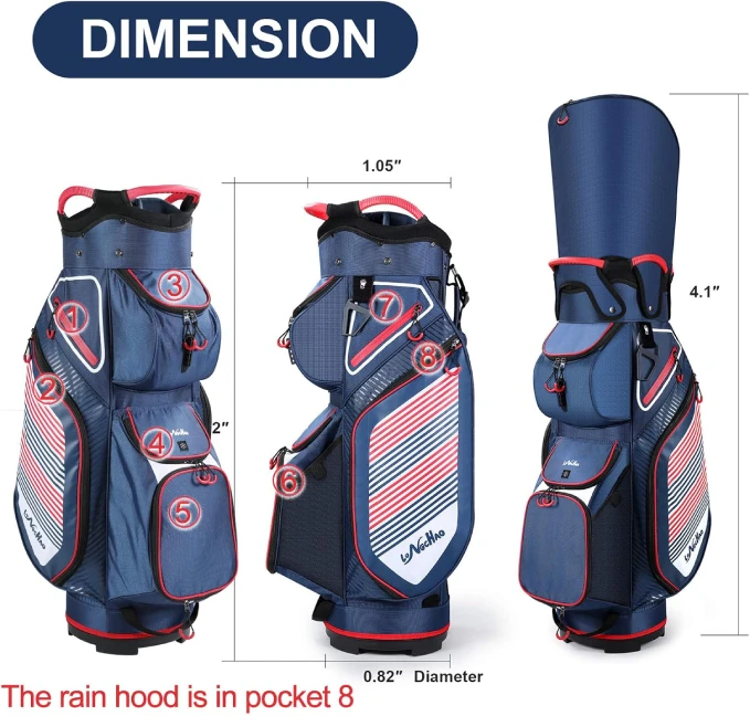 14 Dividers Golf Cart Bag with Backpack Strap and Multiple Pockets by All Sports Outlet