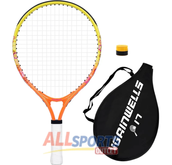 Lightweight 17"-23" Kids Tennis Racket for Ages 2-9, Durable Aluminum Frame