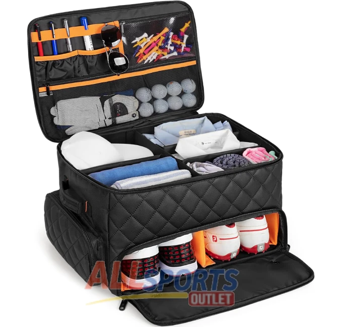 All Sports Outlet 2 Layer Golf Trunk Organizer for Car Storage with Ventilated Compartments for Shoes and Accessories