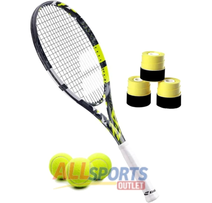 Babolat Aero Junior 25 Inch Tennis Racquet Bundle with Overgrips and Tennis Balls