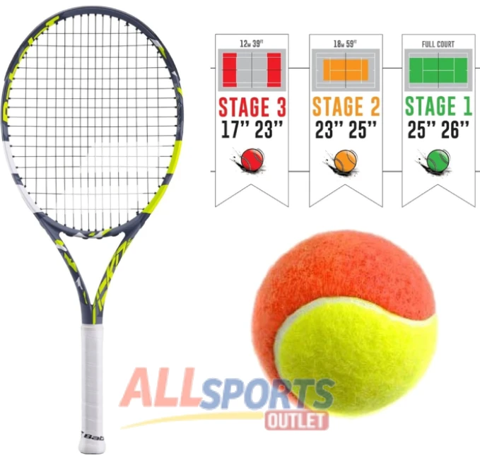 All Sports Outlet Babolat Aero Junior Tennis Racquet with Kids Play Stay Balls Set