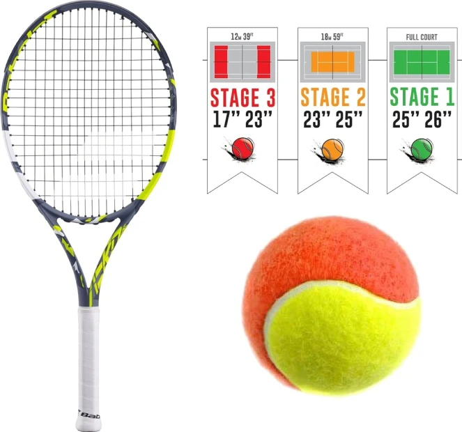 All Sports Outlet Babolat Aero Junior Tennis Racquet with Kids Play Stay Balls Set