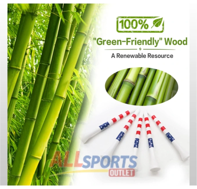Alt Text Biodegradable Bamboo Golf Tees 3 1/4 2 3/4 Inch Durable Colored Bulk Pack 120 Count