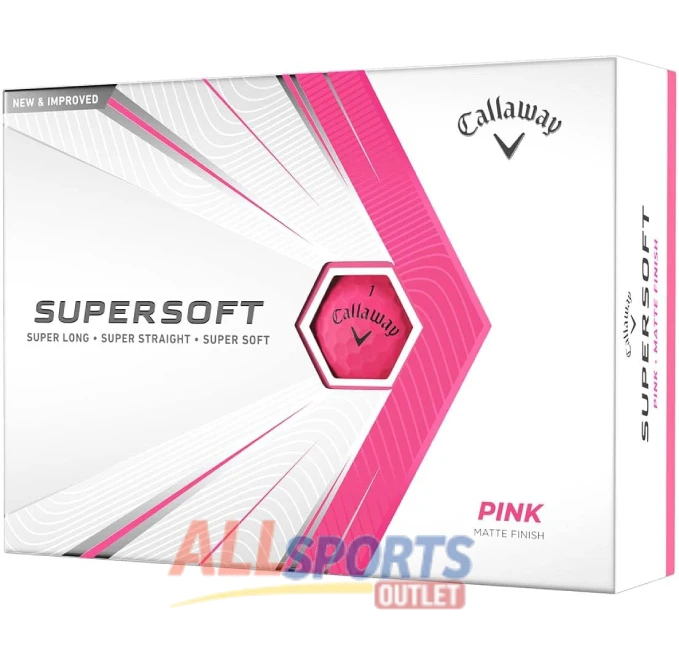 Callaway Golf Supersoft 2021 Golf Balls in pink color at All Sports Outlet for optimal distance and control