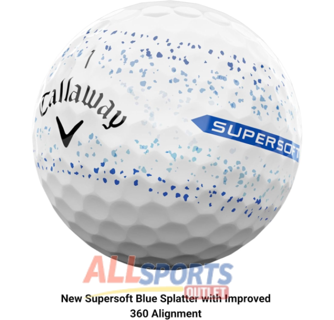 Callaway Golf Supersoft 2023 Golf Balls with Blue Splatter Design for Enhanced Alignment and Performance