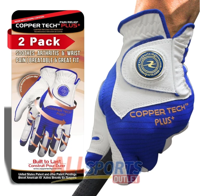 Copper Tech Plus Men’s Golf Gloves 2 Piece Pack with Compression Technology - All Sports Outlet