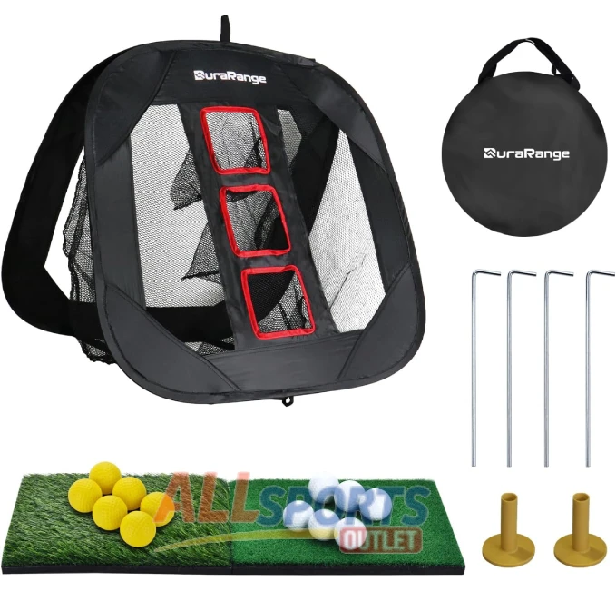 DURARANGE pop-up golf chipping net with dual turf mat for practice All Sports Outlet