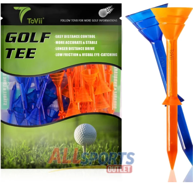 All Sports Outlet 3-1/4" Big Cup Plastic Golf Tees Pack of 40 for Improved Accuracy and Durability