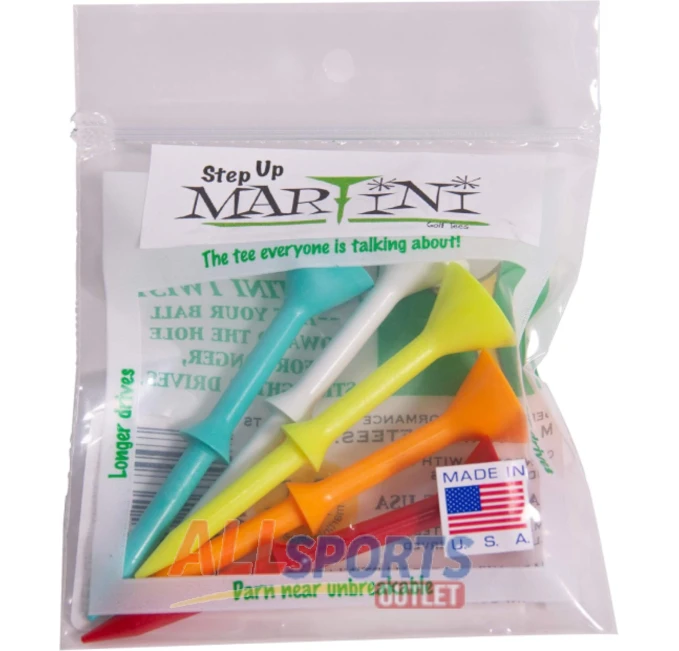Durable plastic step-up golf tees 5 pack assorted colors 3.25 inch All Sports Outlet