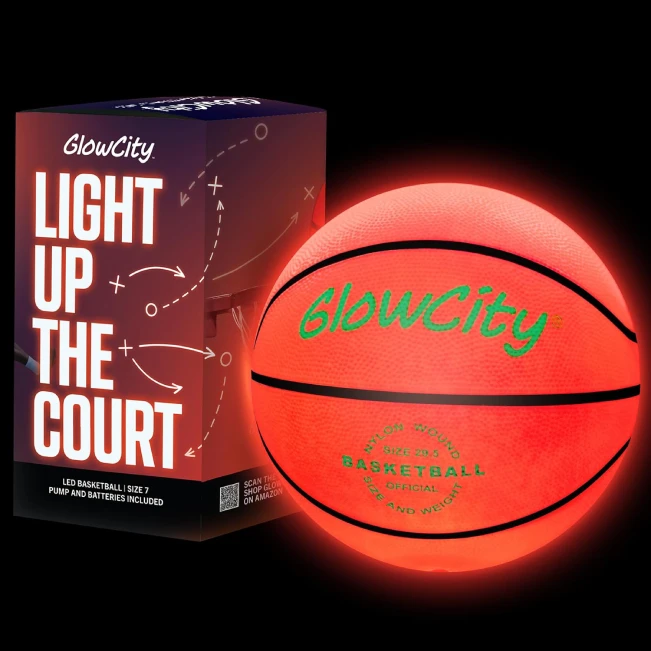 GlowCity LED Basketball for Kids - Perfect for Nighttime Play and Outdoor Sports GlowCity Glow in The Dark LED Basketball for Kids and Teens