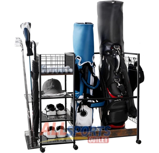 Golf Bag Stand with 2 Hooks for Garage Storage All Sports Outlet