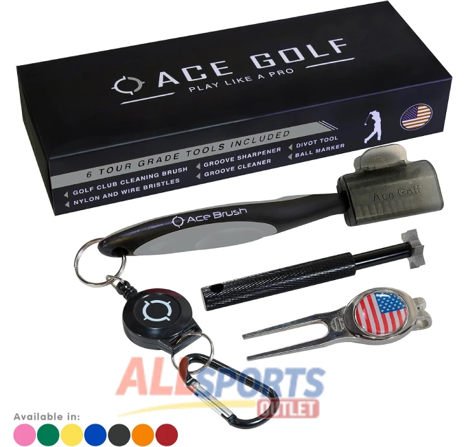 Golf Brush and Club Cleaner Set with Divot Tool and Ball Marker at All Sports Outlet