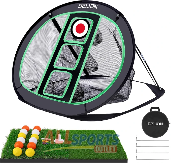 Golf Chipping Net Pop Up Set with Hitting Mat and Balls for Men and Boys