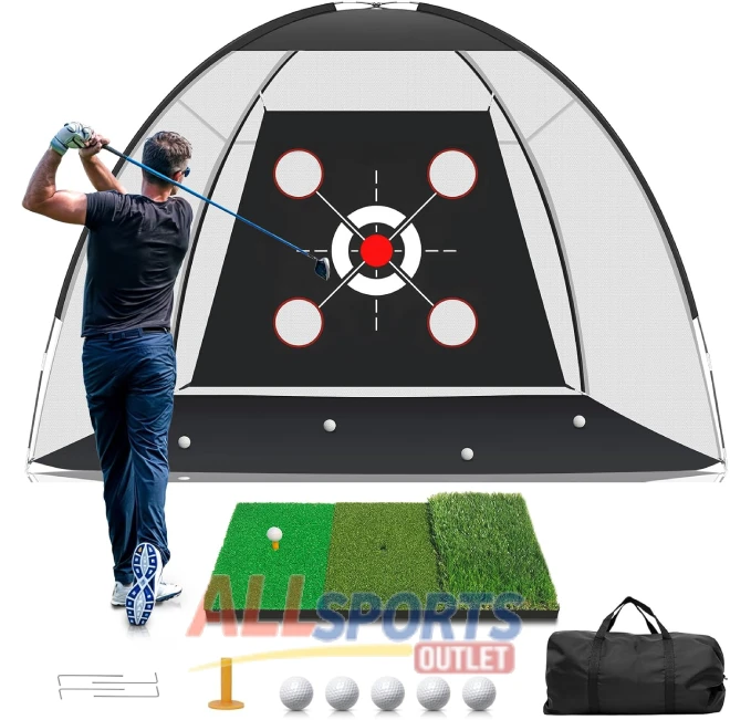"All Sports Outlet Golf Practice Net with Mat for Indoor and Outdoor Training"