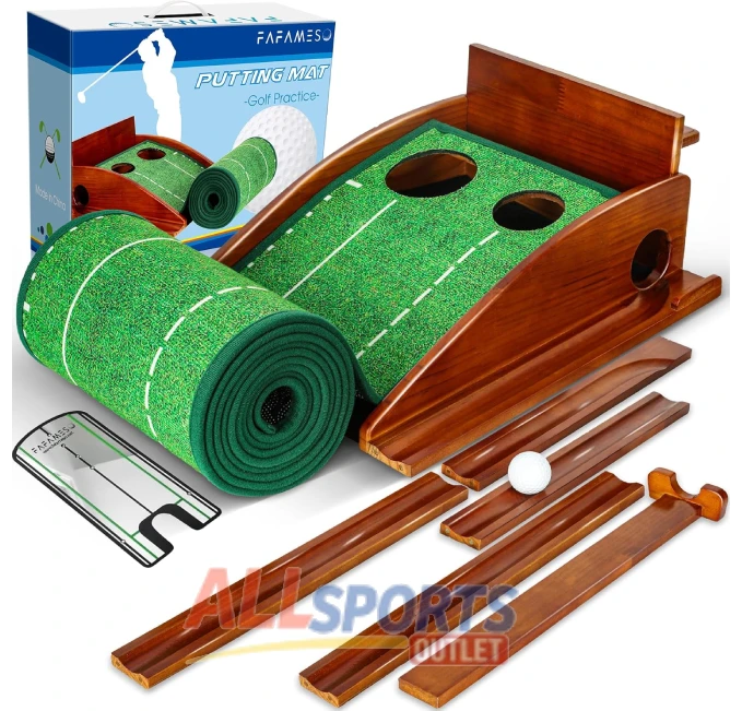 "All Sports Outlet Golf Putting Mat for Indoor Practice Training with Ball Return and Mini Golf Green for Home and Office"