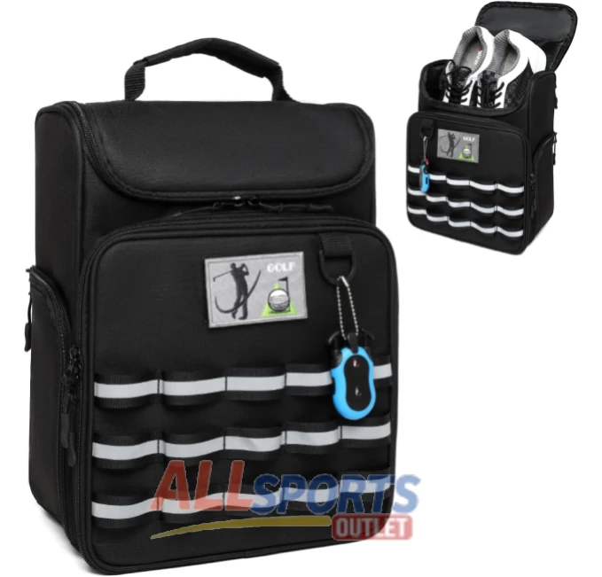 Golf shoe bag with ventilation and zipper for sports accessories