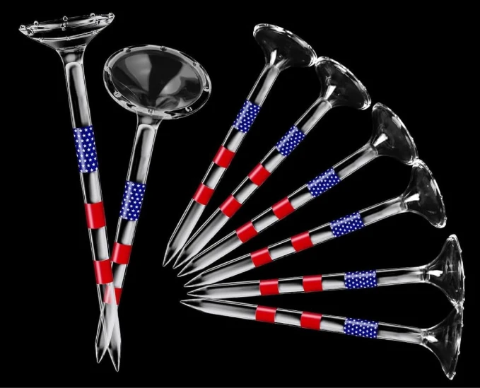 Durable and long-lasting golf tees featuring an 8-prong design for reduced friction and enhanced stability Unbreakable 3 1/4 Inch Golf Tees Bulk Pack with Big Cup Design