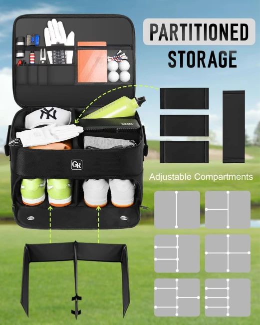 All Sports Outlet Golf Trunk Organizer for Shoes and Gear with Ventilated Compartments