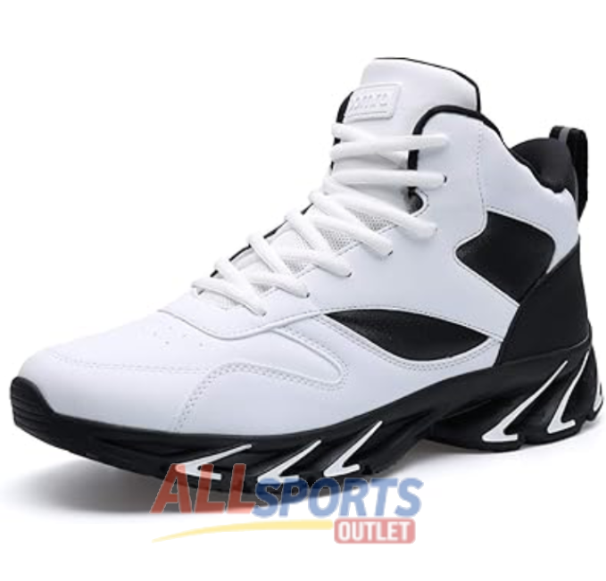 Joomra Men's High Top Athletic Sneakers in Black, Red, and White with Lace-Up Closure