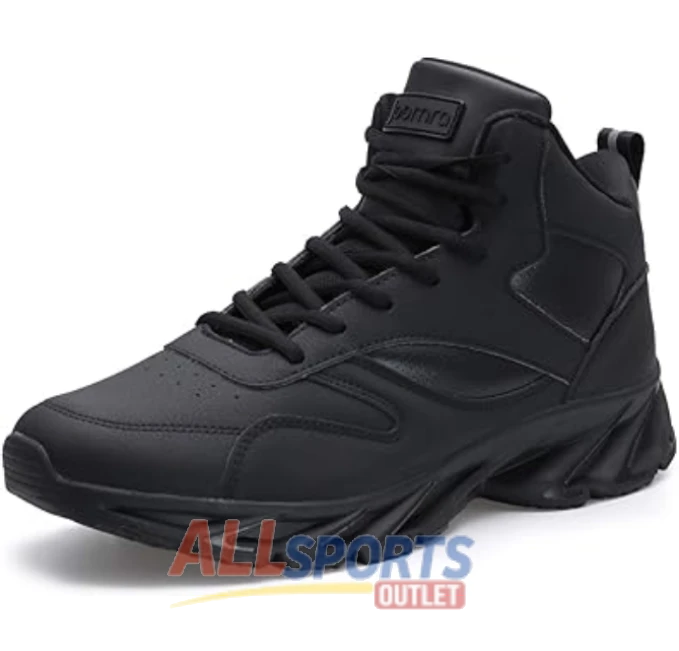 Joomra Men's Stylish High Top Sneakers in Black Red White Vegan Leather