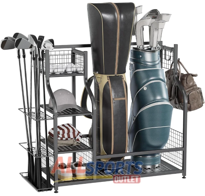 KUAFU Golf Bag Storage Organizer for Garage with Steel Frame and Extra Space
