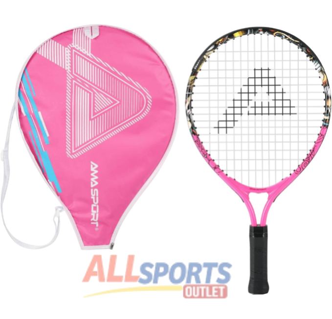 Lightweight kids tennis racket for toddlers and young beginners, 17-25 inches, with aluminum frame and shoulder strap bag.