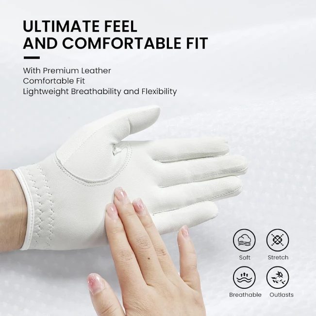 All Sports Outlet Leather Golf Glove for Women with Extra Grip for Enhanced Performance