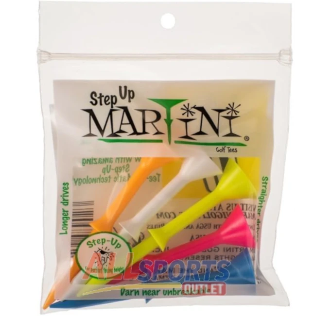 All Sports Outlet Martini 3 1/4 inch Step-Up Assorted Golf Tees Pack of 2 for Straight Drives