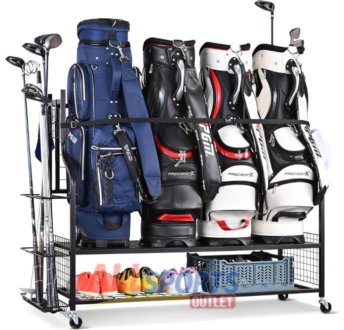 Mythinglogic 4 Golf Bag Storage Organizer Extra Large for Garage and Basement