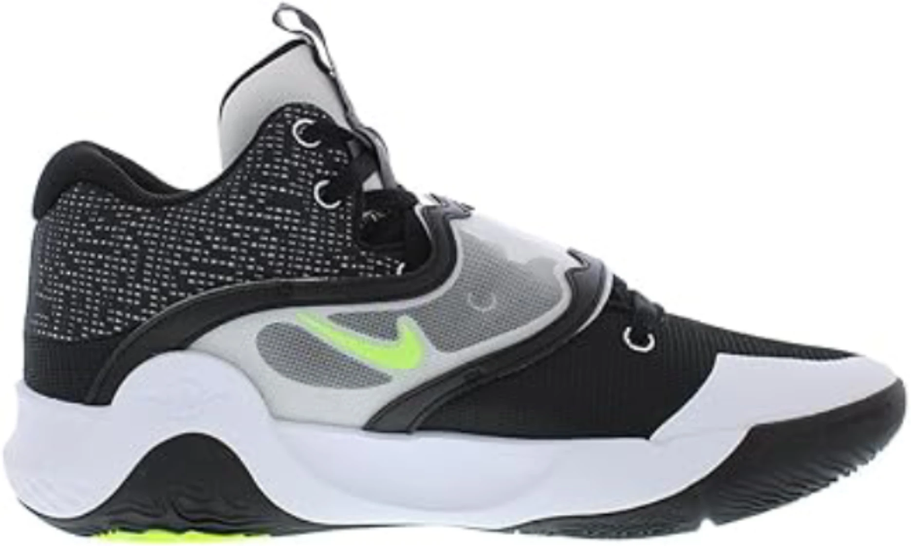 Nike Men's KD Trey 5X Black University Red basketball shoes with Zoom Air cushioning, midfoot strap, and durable rubber sole for high-performance support. Style DD9538 006.