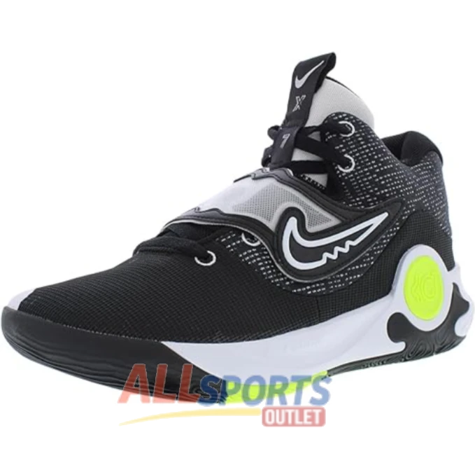 Nike Men's KD Trey 5X Black University Red basketball shoes with durable rubber sole and midfoot strap for support. Style DD9538 006.