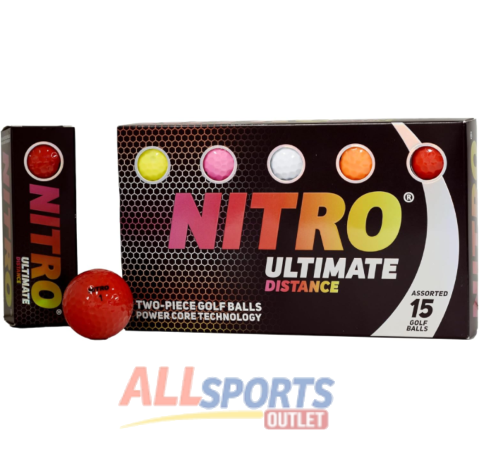 Nitro Ultimate Distance Golf Ball 15 Pack Multi-Colored High Performance