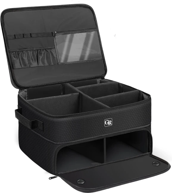 All Sports Outlet Odor Absorbing 2 Layer Golf Trunk Organizer for Shoes, Balls, Tees, and Accessories