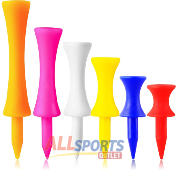 All Sports Outlet Plastic Golf Tees Set for Practice Durable Unbreakable Tees in Multiple Sizes