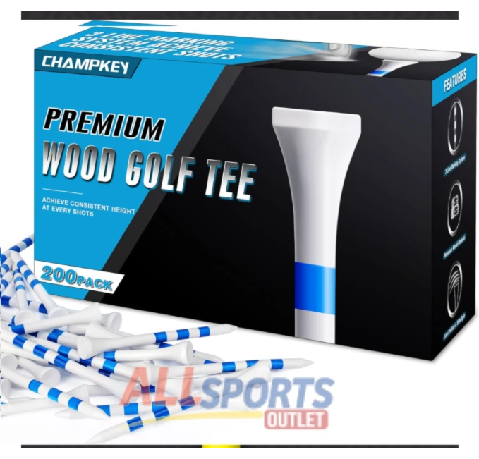 All Sports Outlet Premium Wood Golf Tees 200 Count for Accurate and Consistent Shots