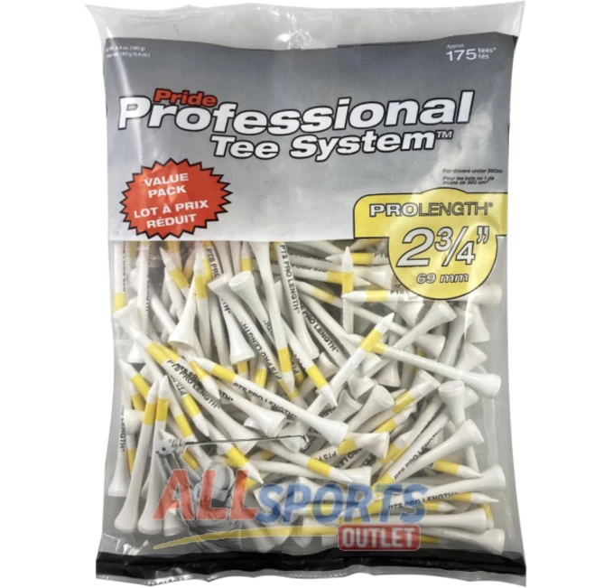 Professional Tee System ProLength 2 3/4 Golf Tees 175 Count All Sports Outlet