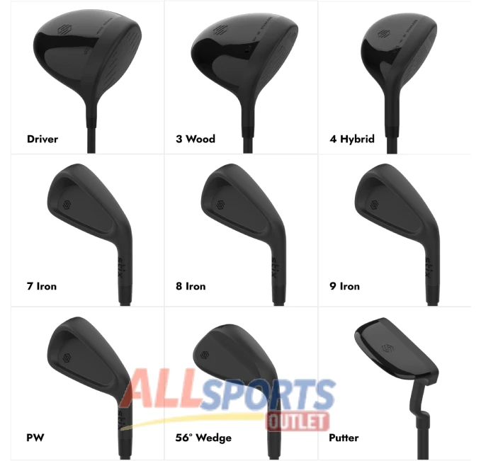 "All Sports Outlet Stix Golf 9 Club Set Unisex Black with Graphite Shafts and Premium Materials"