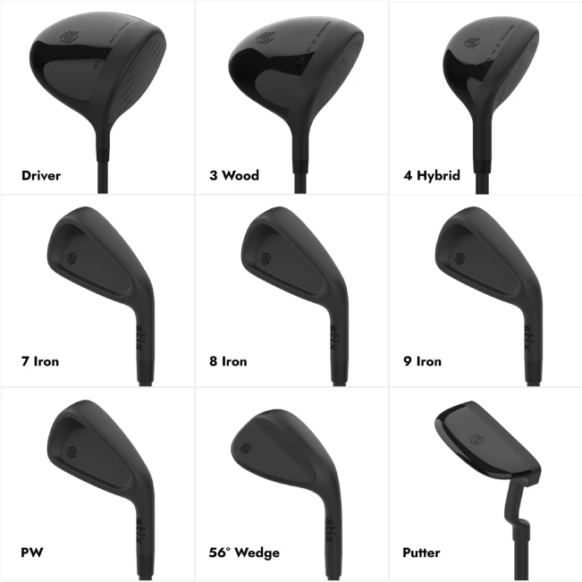 "All Sports Outlet Stix Golf 9 Club Set Unisex Black with Graphite Shafts and Premium Materials"