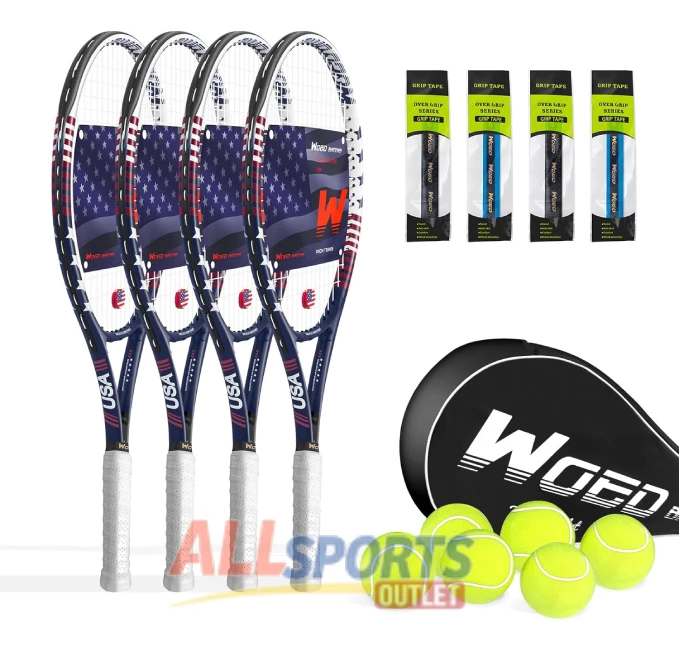 Tennis Rackets for Adults 27 Inch Set with Accessories including Balls, Overgrip, and Bag
