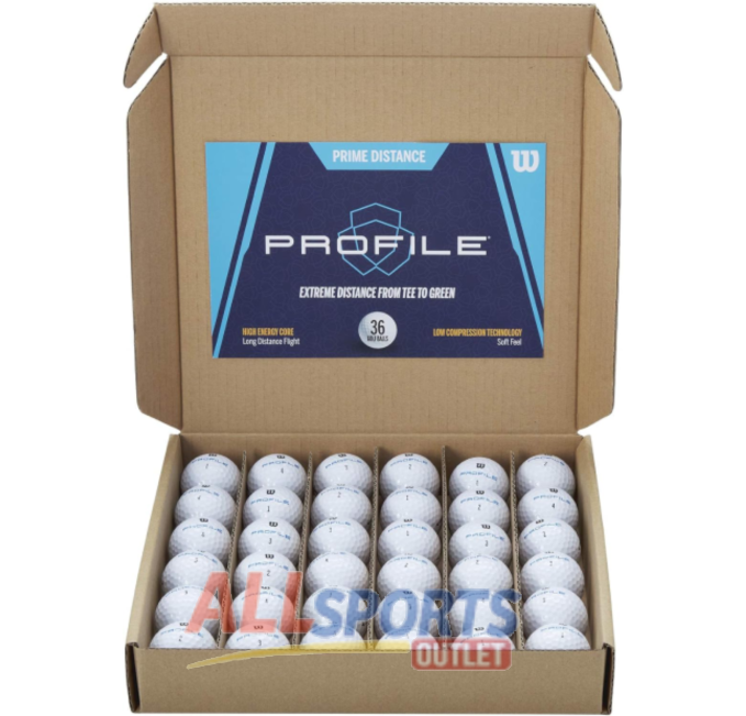 WILSON Profile Distance Golf Ball 36 Pack for long-distance shots and soft feel