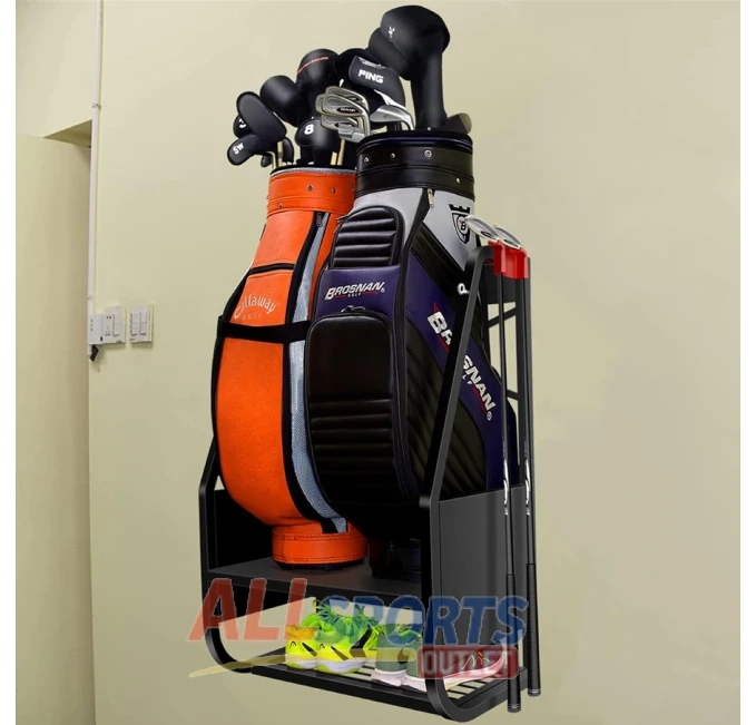 Wall Mount Golf Bag Organizer for 2 Golf Bags All Sports Outlet