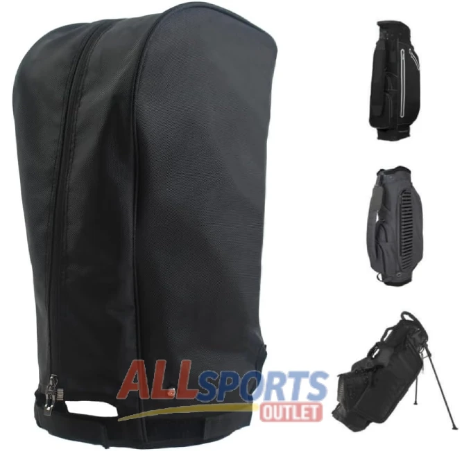 Black Waterproof Golf Bag Cover 1680D Nylon for 8.5 to 9.5 Frames
