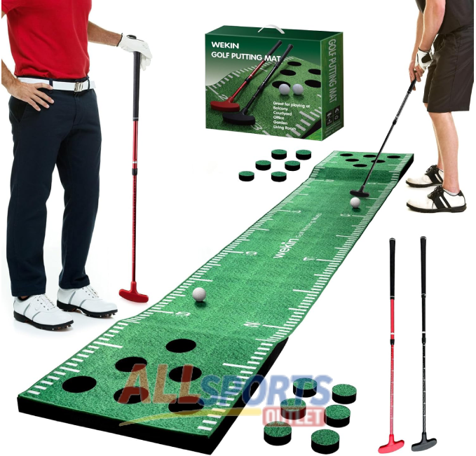Wekin Golf Pong Game Set with 2 Putters 2 Golf Balls and 12 Hole Covers for Indoor Outdoor Fun